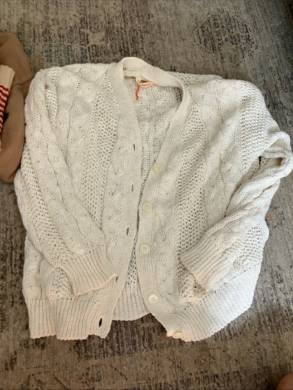 Chunky Cream Cable Knit Button-Front Sweater